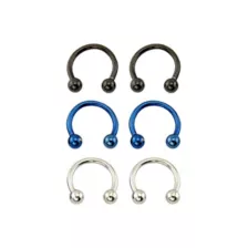 Multi-Pack Blue Horseshoe Rings - 3 Pair at Spencer's