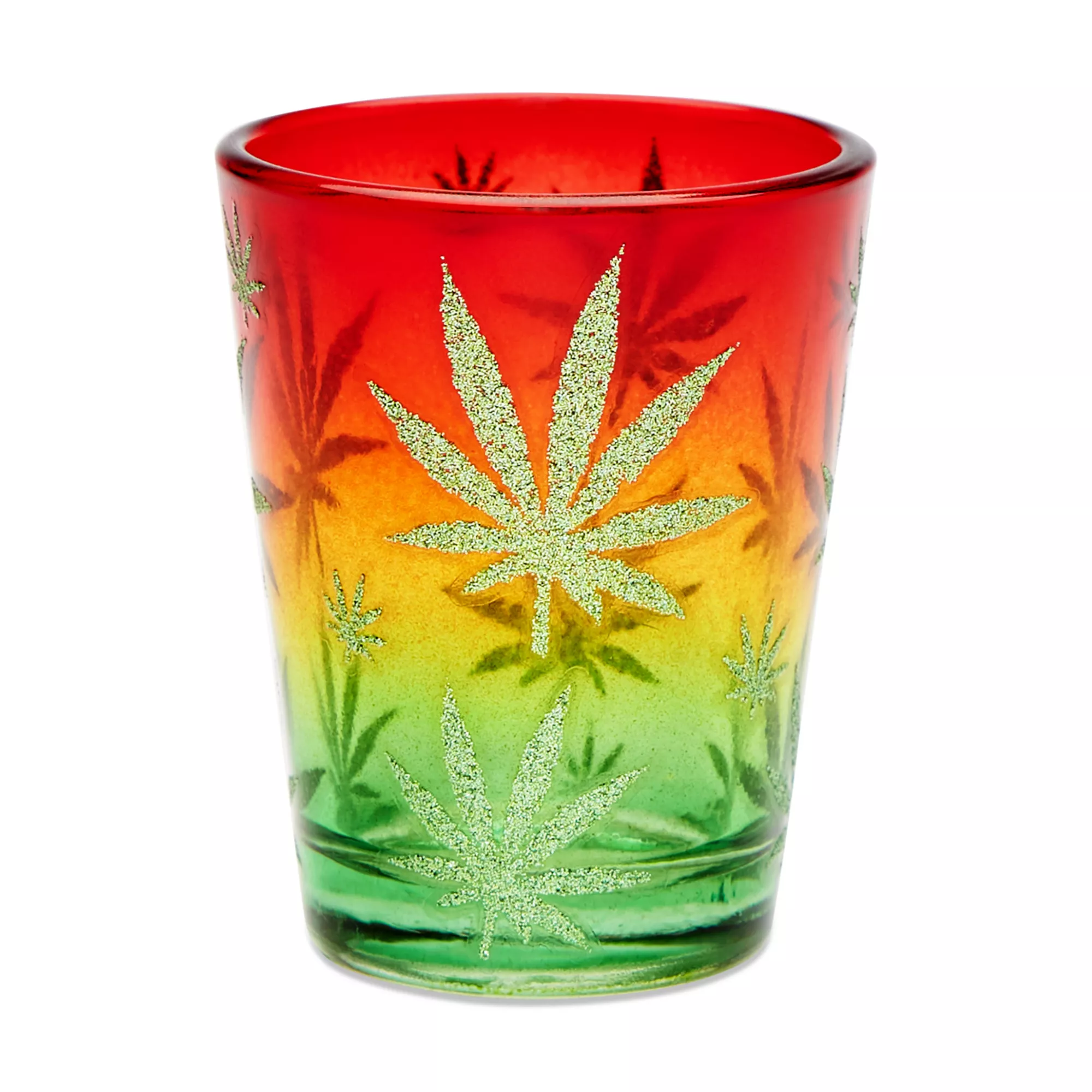 Glitter Fade Rasta Leaf Shot Glass - 1.5 oz. at Spencer's