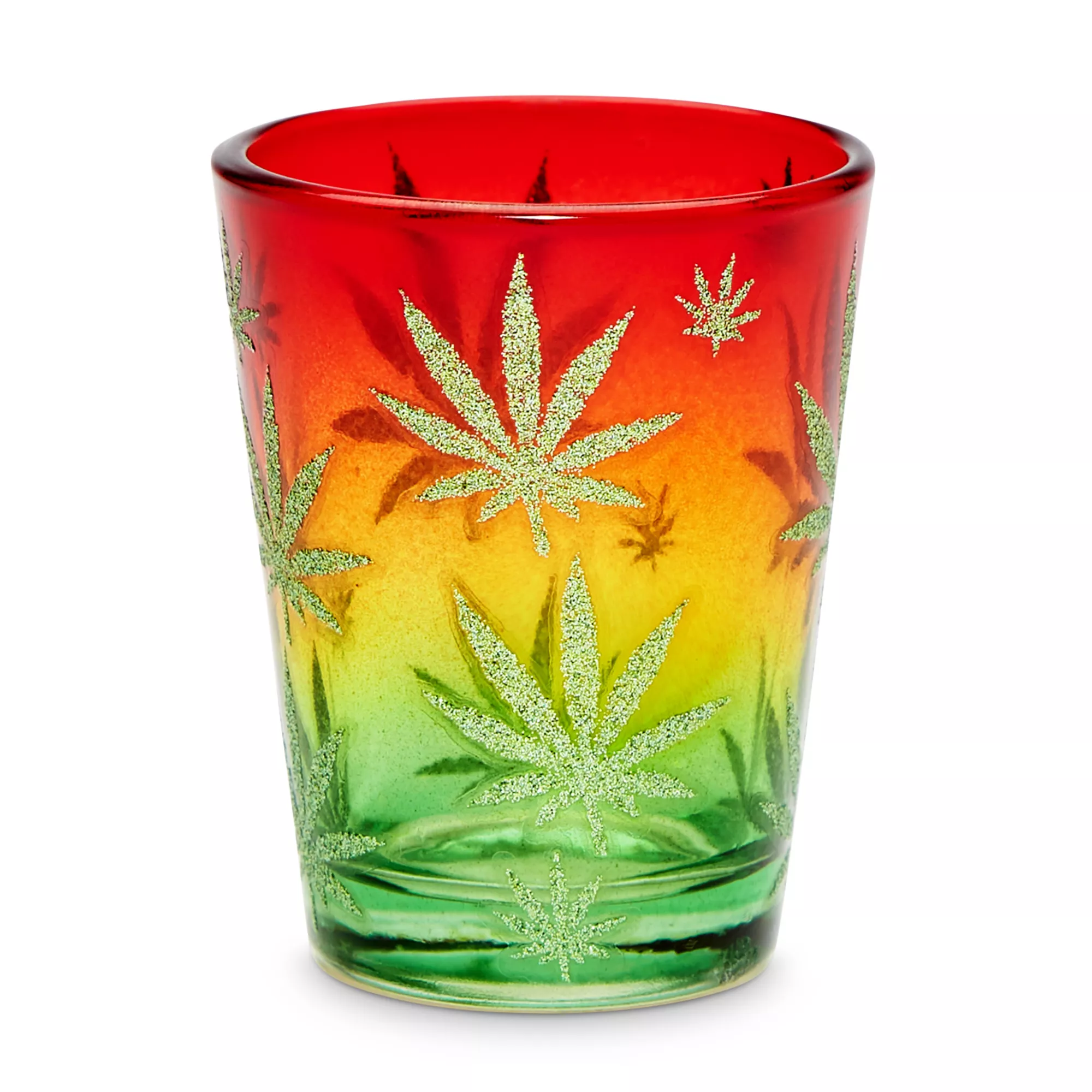 Glitter Fade Rasta Leaf Shot Glass - 1.5 oz. at Spencer's
