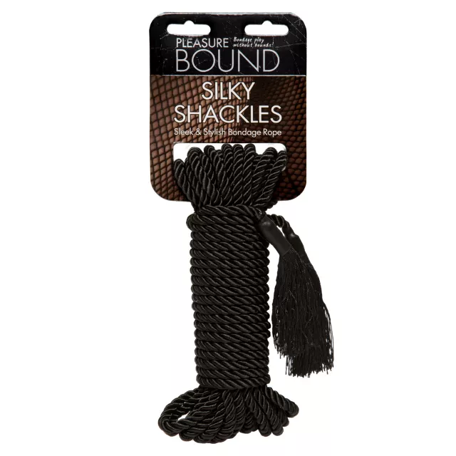 Silky Shackles Bondage Rope Black - Pleasure Bound at Spencer's