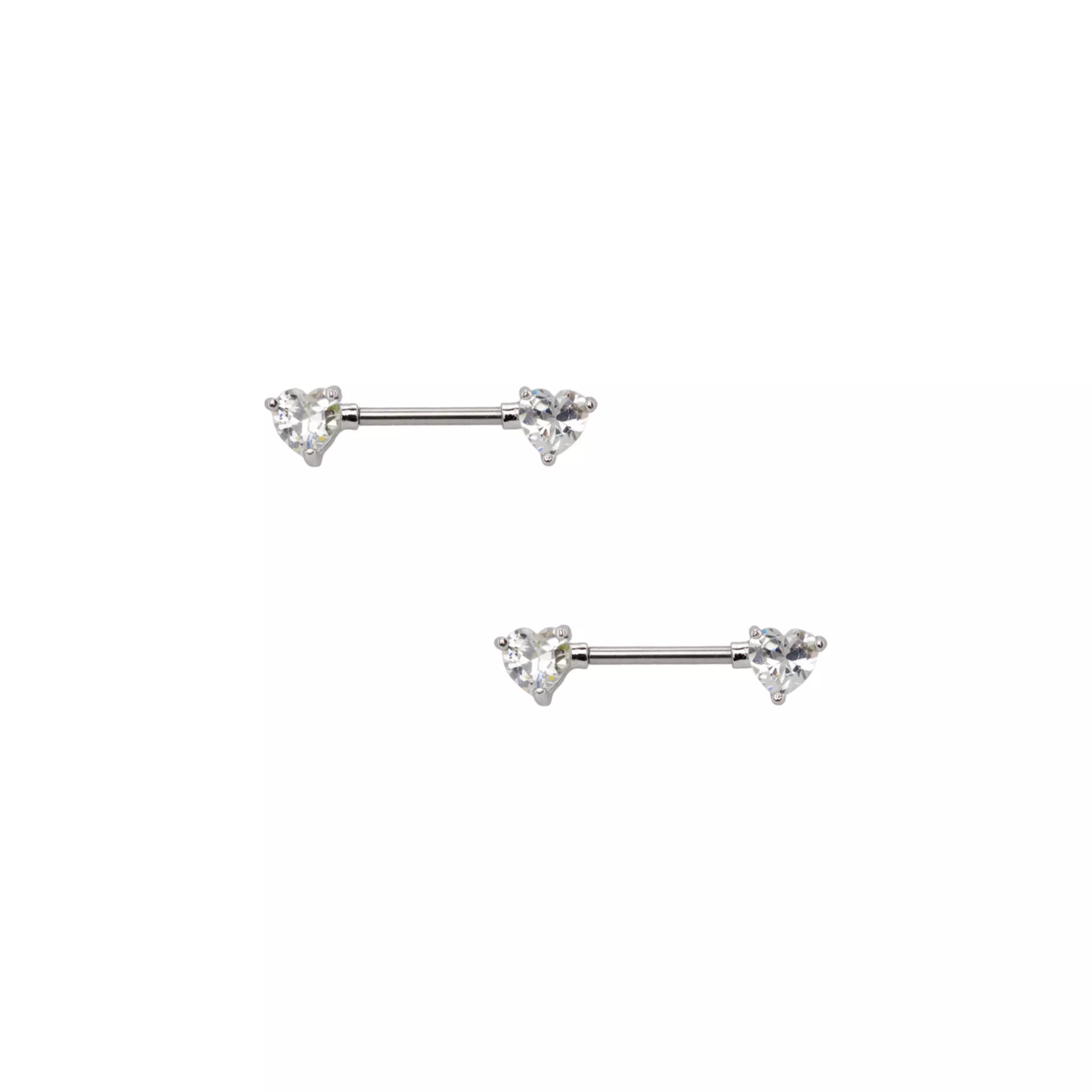 Clear CZ Heart Nipple Barbells at Spencer's