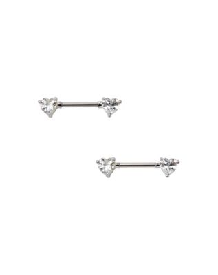 Clear CZ Heart Nipple Barbells