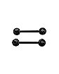 Black Plated CZ Nipple Rings - 14 Gauge