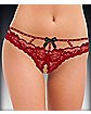 Embellished Caged Lace Crotchless Thong Panties