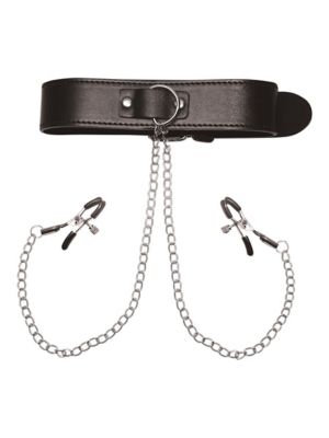 Collar with Nipple Clamps - Pleasure Bound
