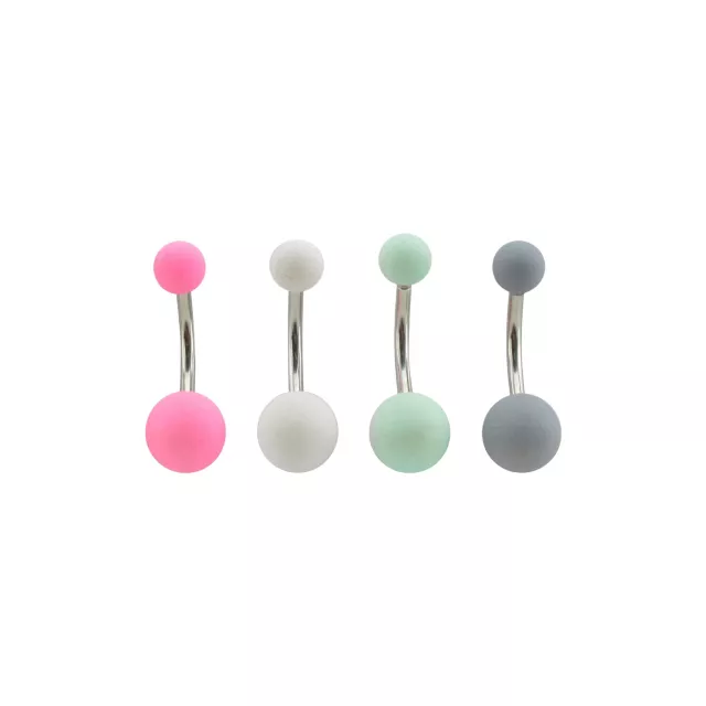 Multicolor Matte Belly Rings 4 Pack - 14 Gauge at Spencer's