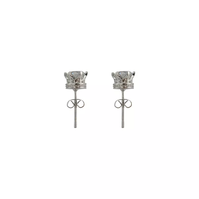Clear CZ Prong Crown Base Stud Earrings at Spencer's