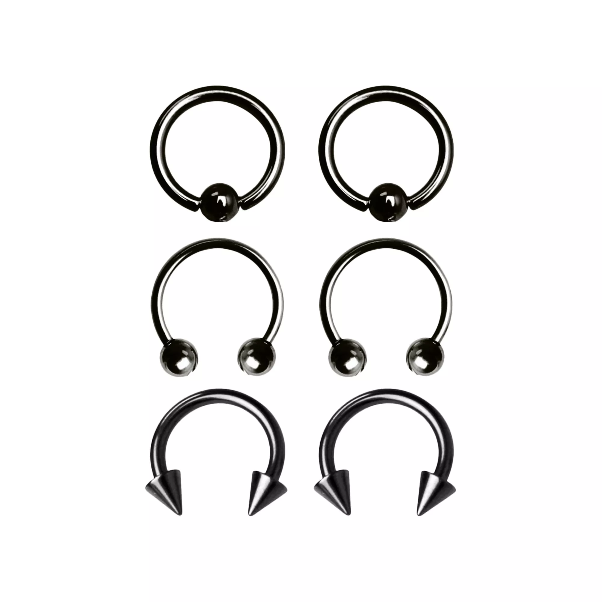Multi-Pack Horseshoe and Captive Rings 3 Pair - 16 Gauge