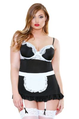 plus size french maid roleplay fantasy babydoll lingerie