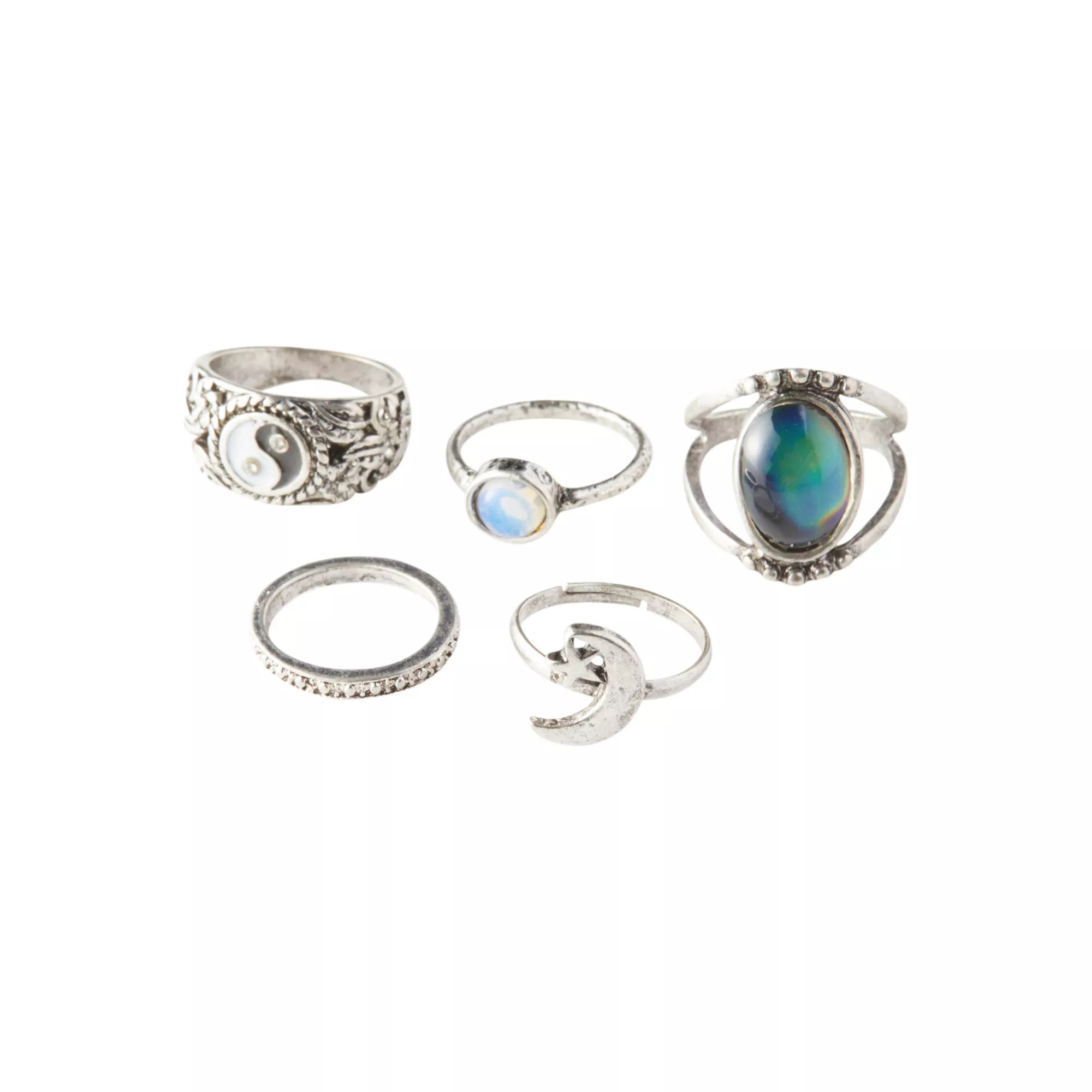 Yin Yang Moon Opal-Effect Ring 5 Pack at Spencer's