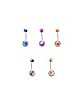 Colored Marble Belly Ring 5 Pack - 14 Gauge
