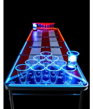 Glowing Americana Beer Pong Table - 8 Ft