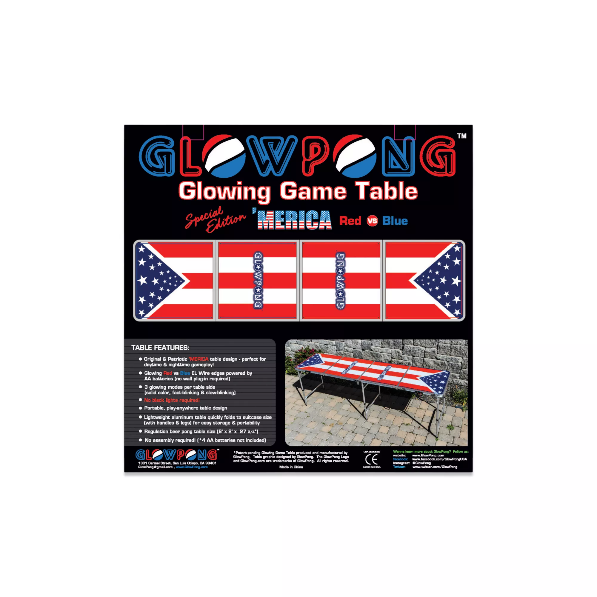 Glowing Americana Beer Pong Table - 8 Ft at Spencer's