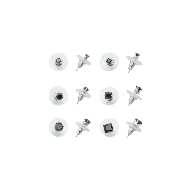 Black CZ Assorted Stud Earrings - 6 Pair at Spencer's