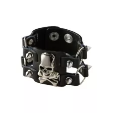 Skull Leather Cuff Bracelet at Spencer's