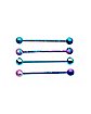 Blue and Purple Splatter Industrial Barbells  4 Pack - 14 Gauge