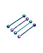 Blue and Purple Splatter Industrial Barbells  4 Pack - 14 Gauge
