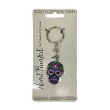 Handpainted Sugar Skull Key Chain Purple at Spencer's