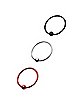 Black & Red Hoop Nose Ring 3 Pack - 20 Gauge