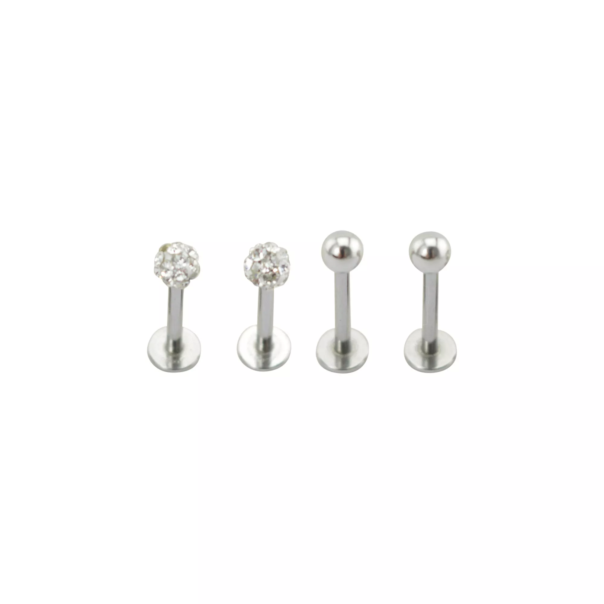 Clear CZ Dimple Labret Lip Rings 4 Pack - 16 Gauge at Spencer's