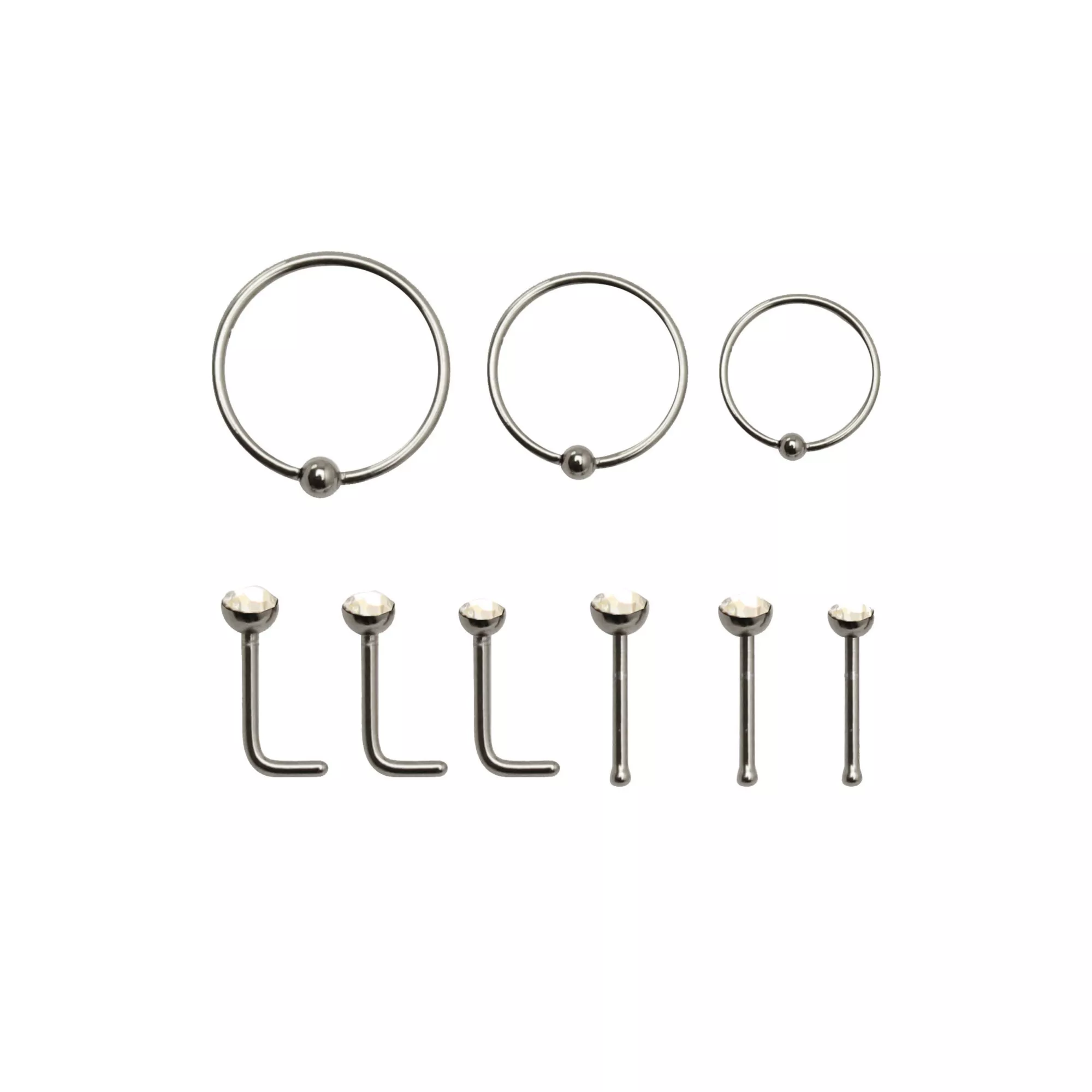 Multi-Pack CZ Nose Rings - 9 Pack at Spencer's