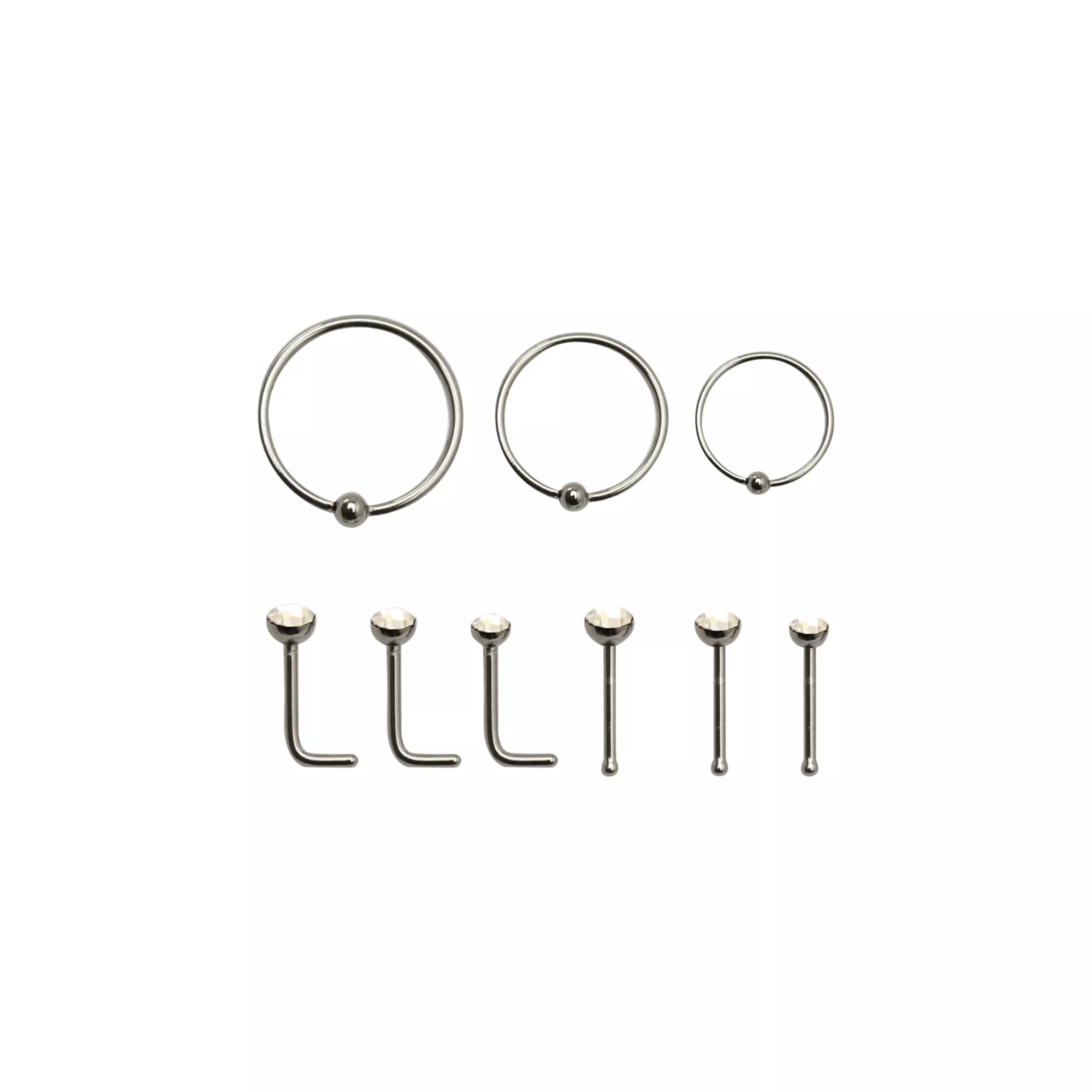 Multi-Pack CZ Nose Rings - 9 Pack at Spencer's