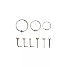 Multi-Pack CZ Nose Rings - 9 Pack at Spencer's