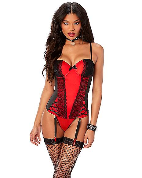 and Black Bow Corset - Spencer's
