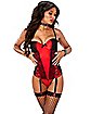 Red and Black Bow Corset Set