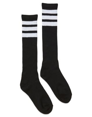 Athletic Stripe Knee High Socks - Black and White - Spencer's