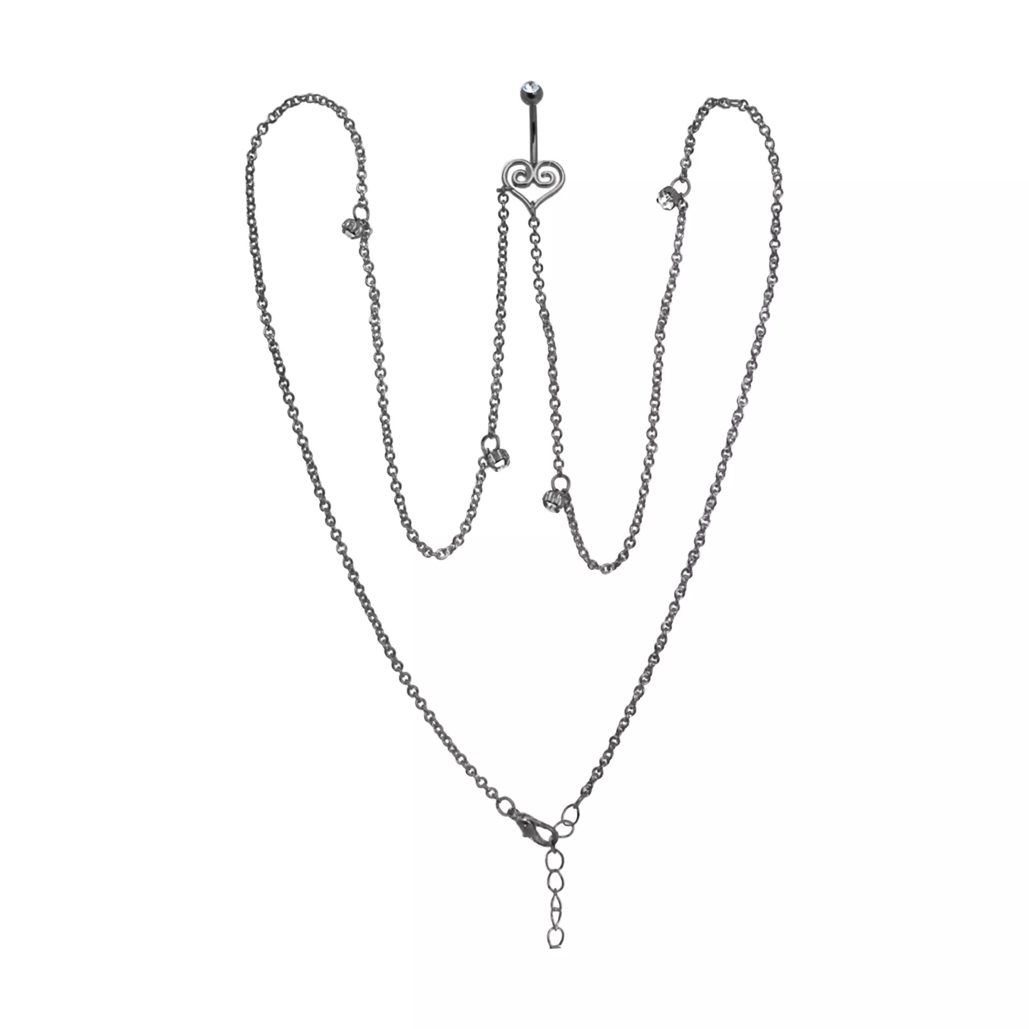 Heart Body Chain Belly Ring - 14 Gauge at Spencer's
