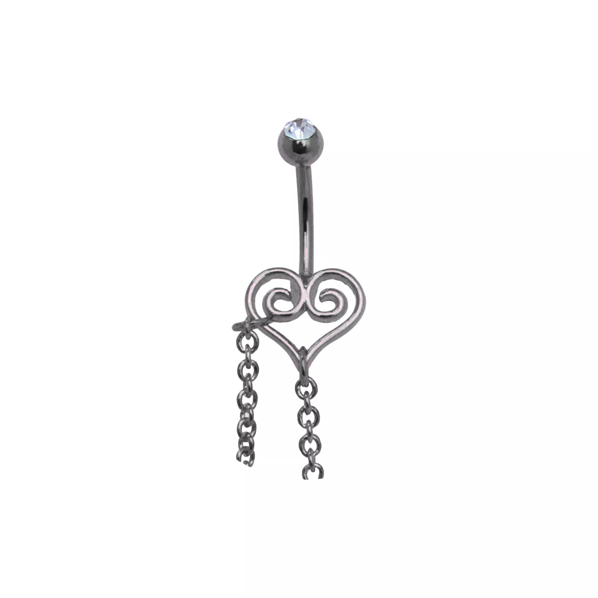 Heart Body Chain Belly Ring - 14 Gauge at Spencer's