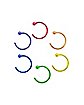 Rainbow Hoop Nose Rings 6 Pack - 20 Gauge