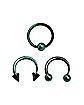 Green and Black Septum Rings 3 Pack - 16 Gauge