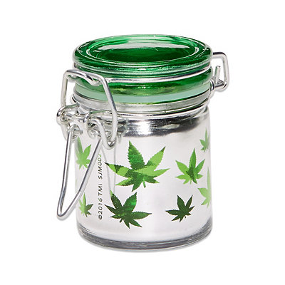 Airtight Glass Stash Jar 5 oz - Neon Pink with Silver Leaves - The
