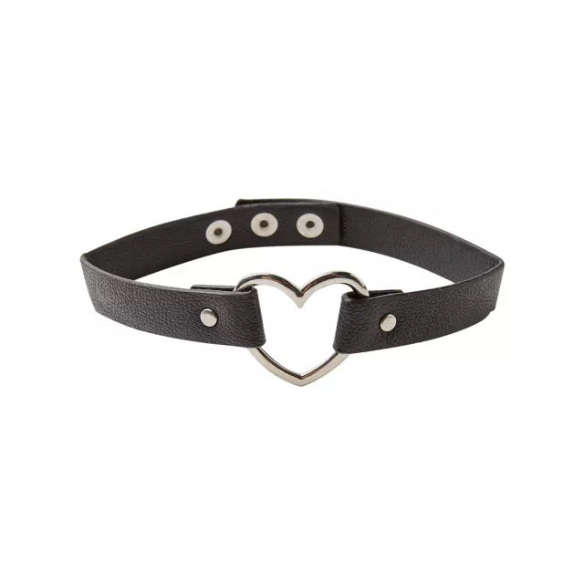 Faux Leather Heart Choker Necklace at Spencer's