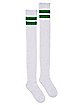Athletic Stripe Over the Knee Socks - White and Green