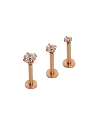 lip labret rings jewelry gauge ring pack goldtone cz spencers rose spencer