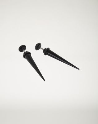 Basic Black O Ring Faux Tapers - 16 G - by Spencer's