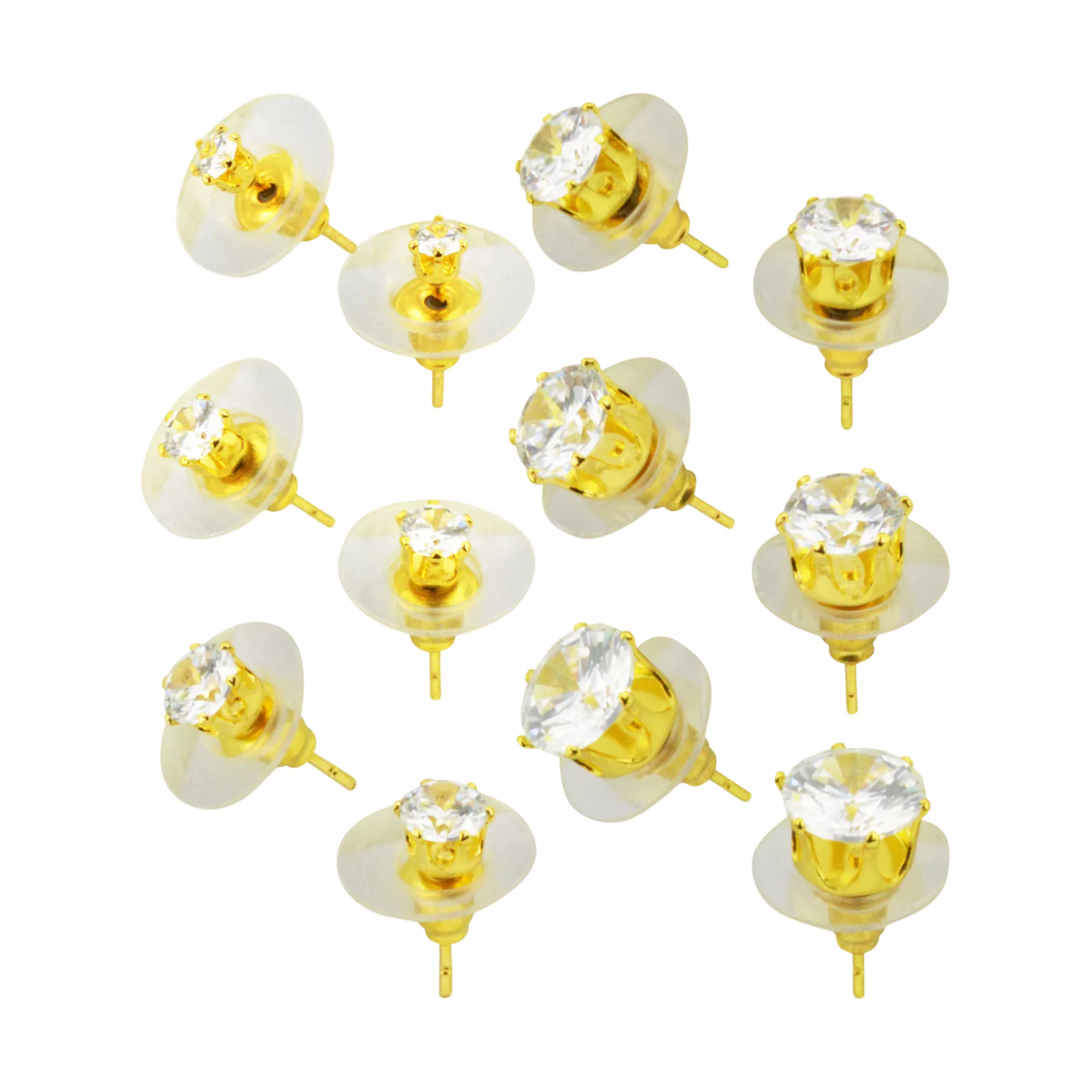 Round CZ Stud Earrings - 6 Pair at Spencer's