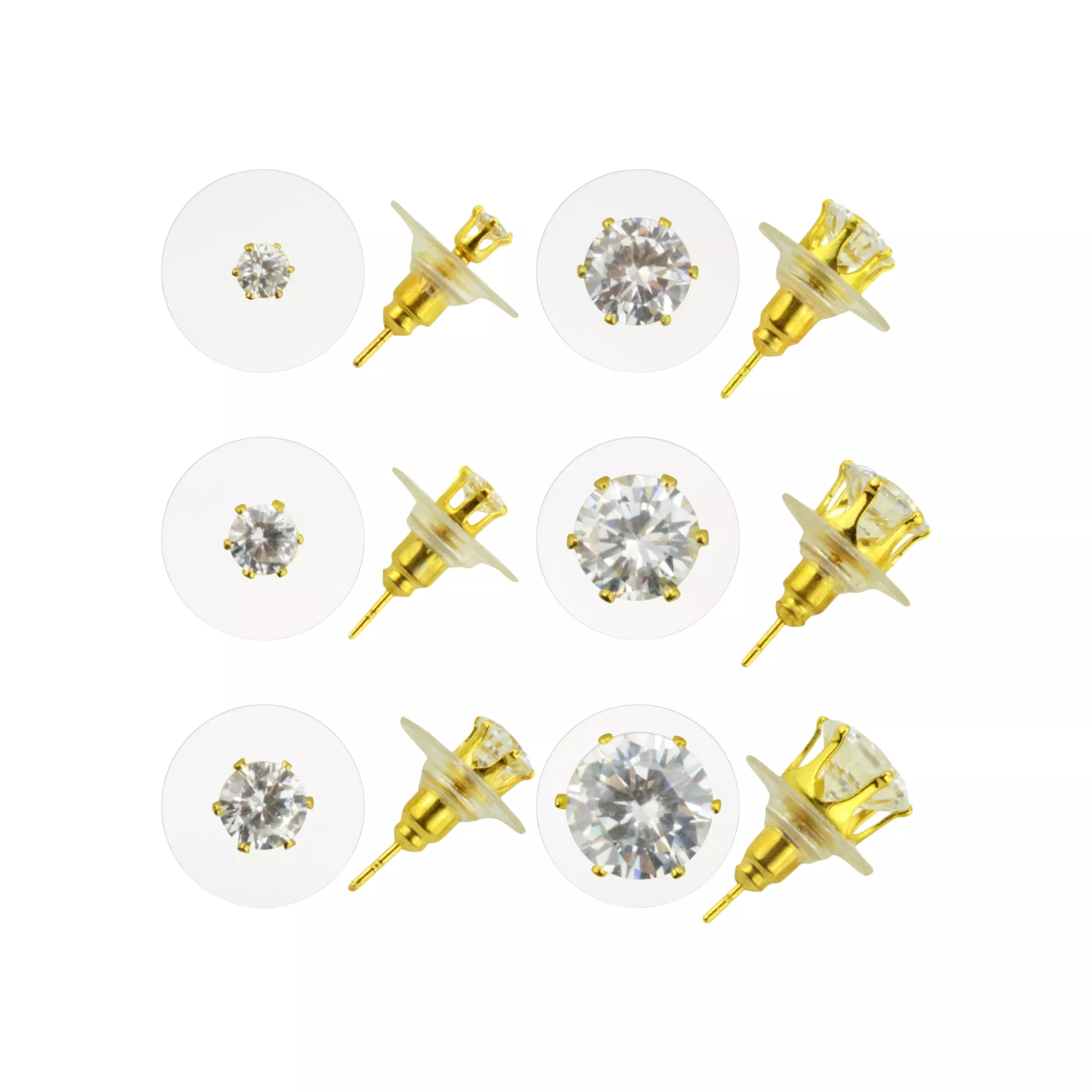 Round CZ Stud Earrings - 6 Pair at Spencer's