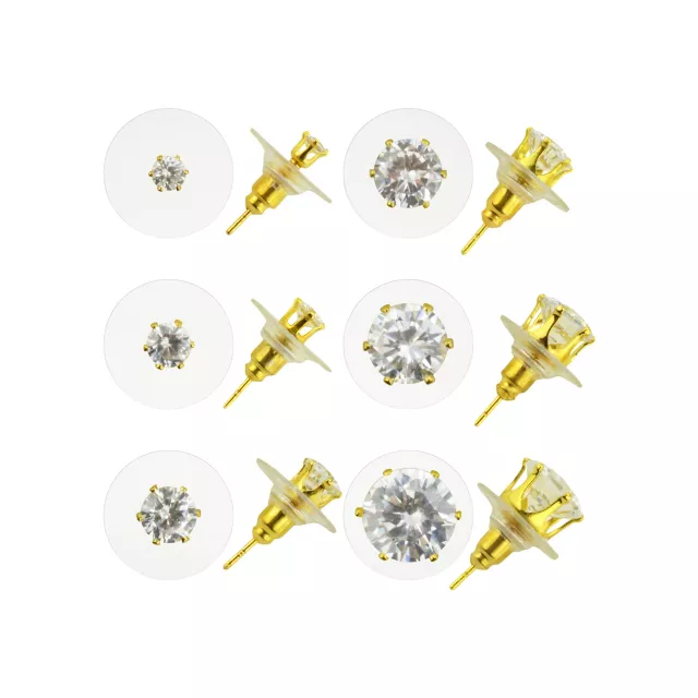 Round CZ Stud Earrings - 6 Pair at Spencer's