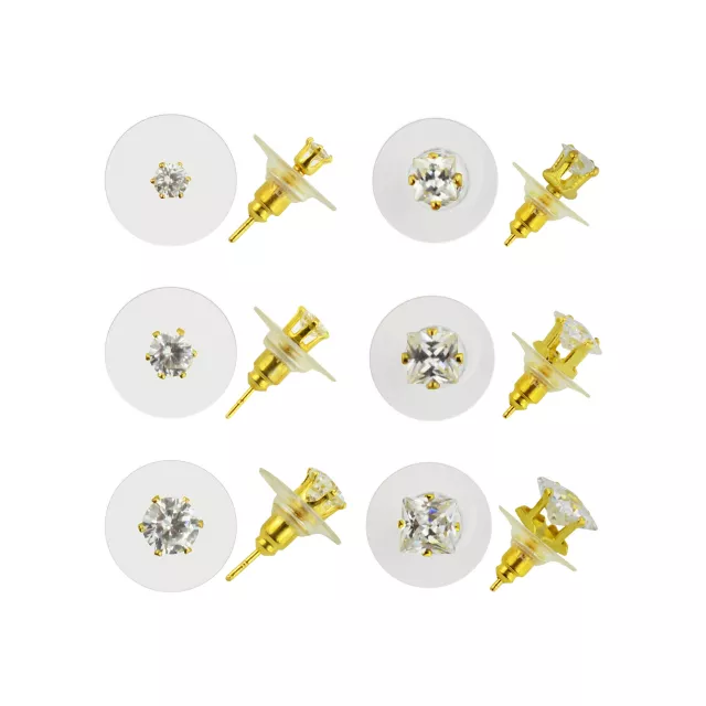 Square CZ Earrings - 6 Pair at Spencer's
