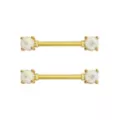 White Opal-Effect Nipple Barbells - 14 Gauge at Spencer's