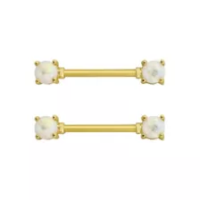 White Opal-Effect Nipple Barbells - 14 Gauge at Spencer's