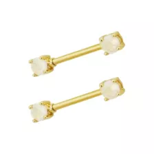 White Opal-Effect Nipple Barbells - 14 Gauge at Spencer's