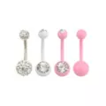 Pink and Silver CZ Belly Ring 4 Pack - 14 Gauge at Spencer's