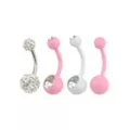 Pink and Silver CZ Belly Ring 4 Pack - 14 Gauge at Spencer's