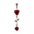 Rose CZ Dangle Belly Ring - 14 Gauge at Spencer's