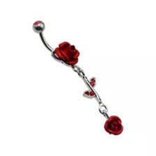 Rose CZ Dangle Belly Ring - 14 Gauge at Spencer's